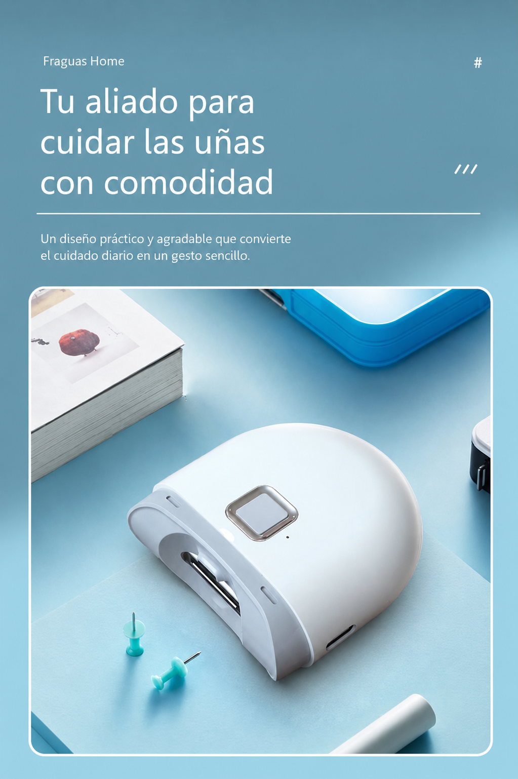 Fraguas Home TrimGlow — Cortauñas Eléctrico con Luz y Pulido