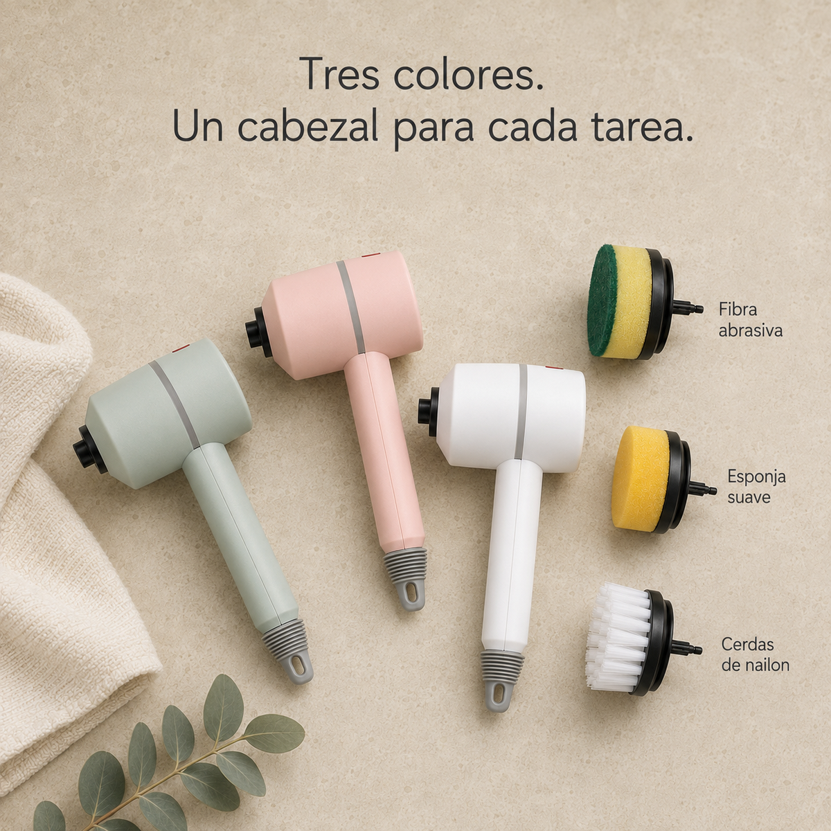 Fraguas Home SpinClean — Cepillo Eléctrico de Limpieza 3 en 1