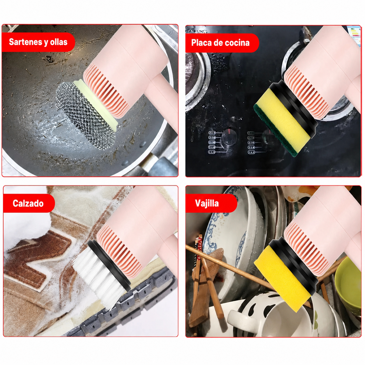 Fraguas Home SpinClean — Cepillo Eléctrico de Limpieza 3 en 1