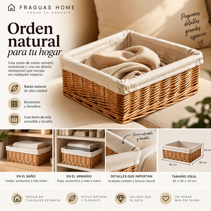 Anuncio premium de cesta organizadora de ratán Fraguas Home